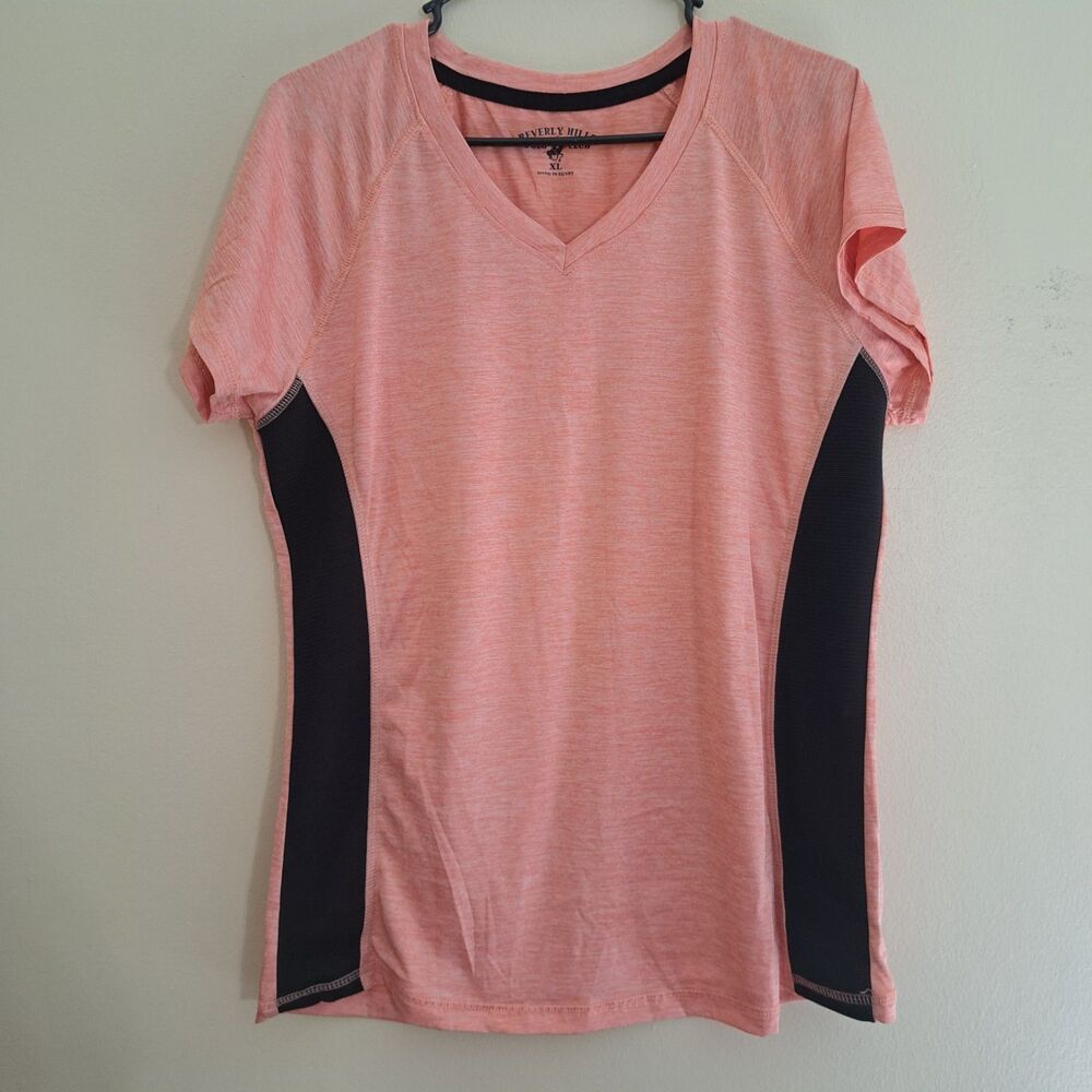 Beverly Hills Polo Club Womens Tee XL Peach/Black